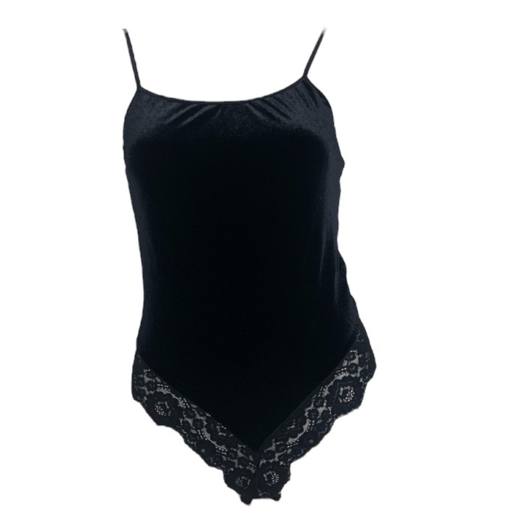Victoria’s Secret black velvet‎ and lace bodysuit medium